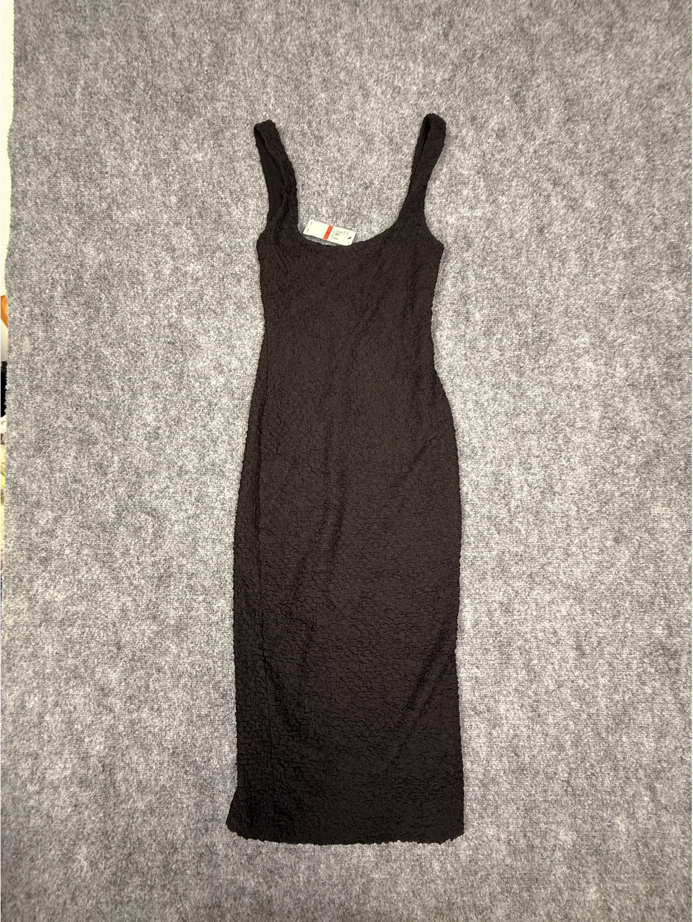 Astr Black Textured Midi Dress with Slit